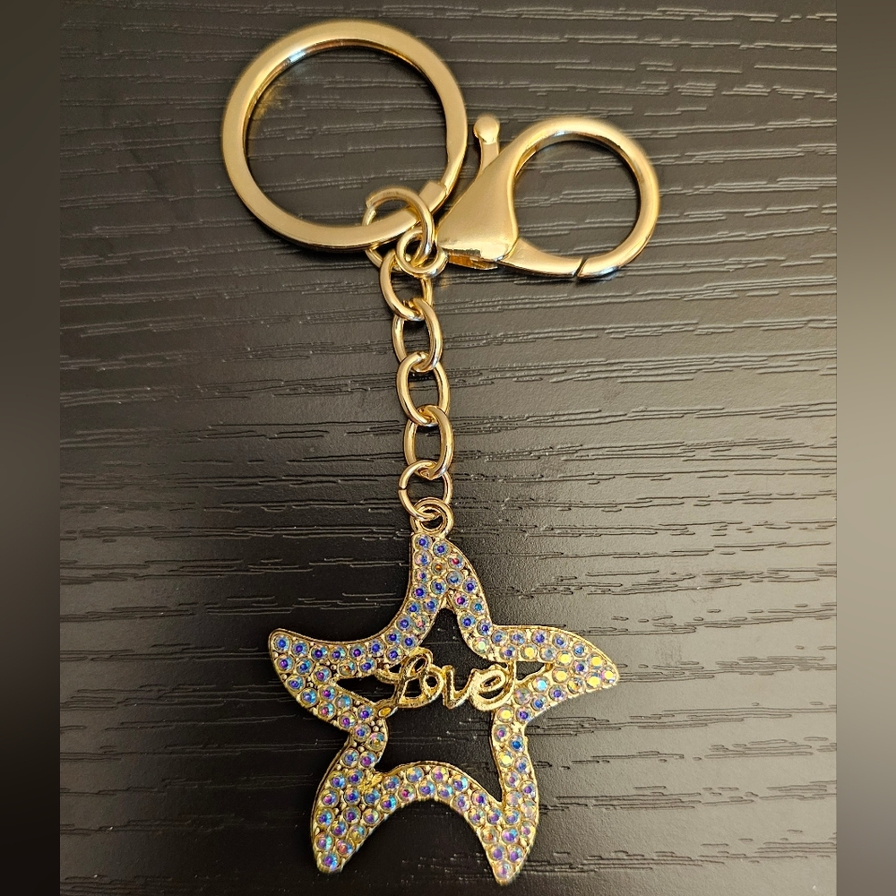 Bag Charm/ Keychain Gold Star With Love